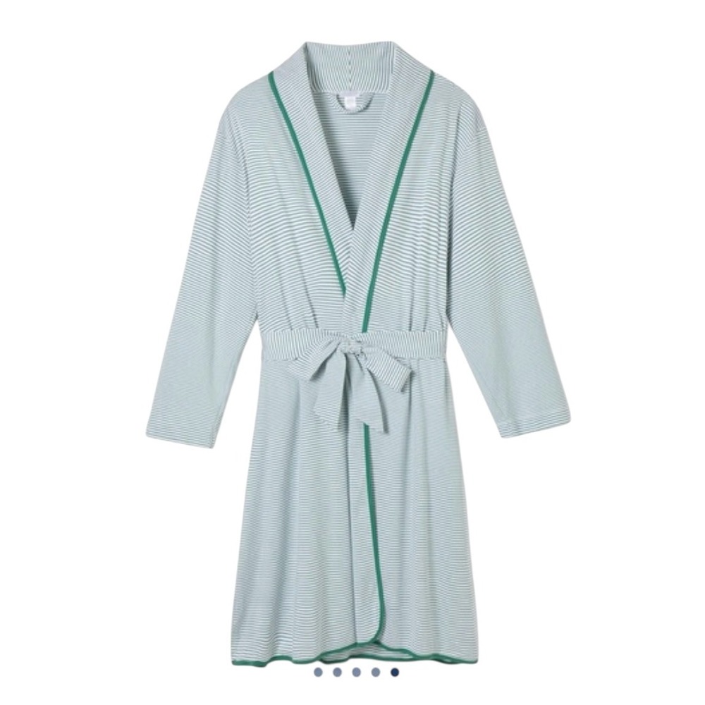 LAKE Pajamas Green Robe - stripes